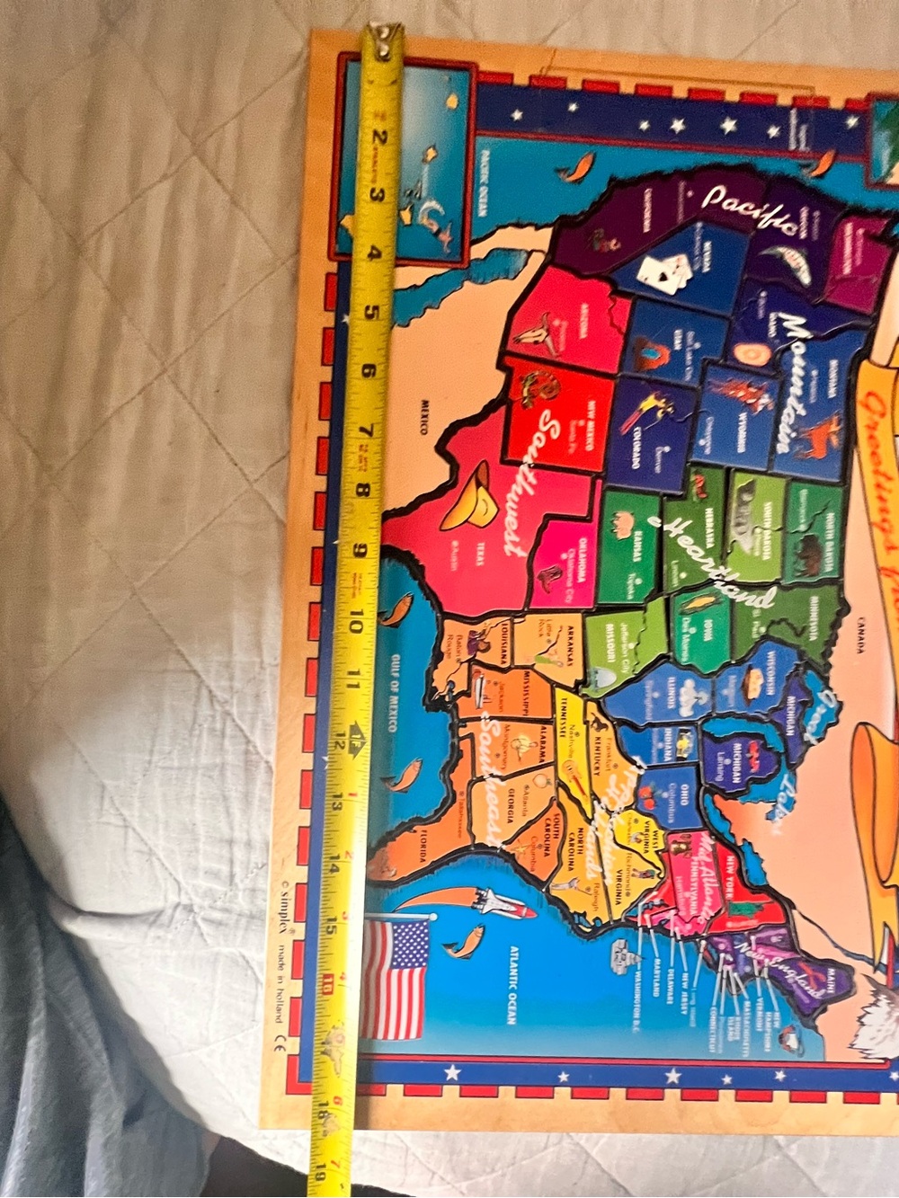 Vintage Simplex Greetings From The USA Wooden Puzzle Complete 1990s Dutch Made